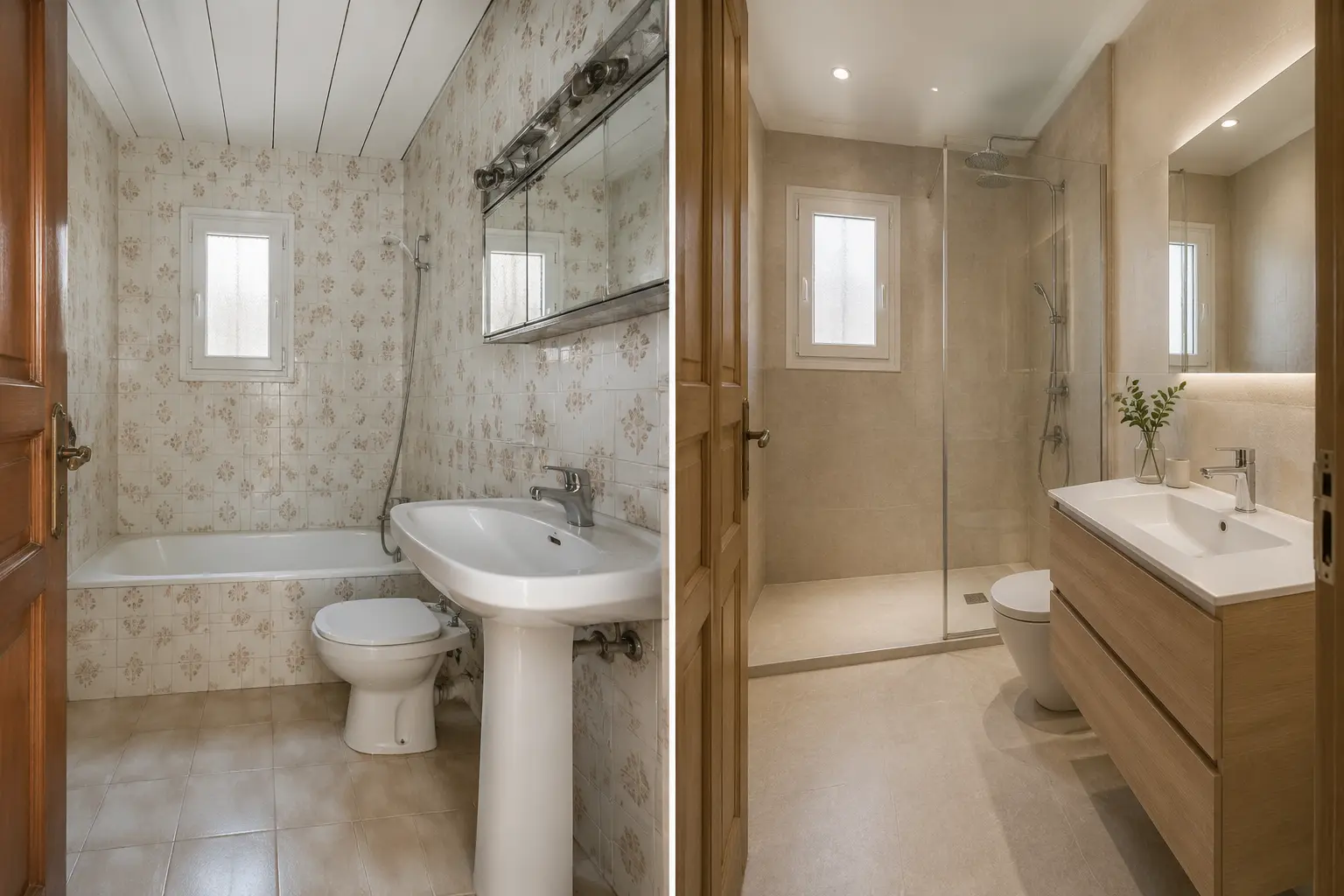 Antes y después del baño