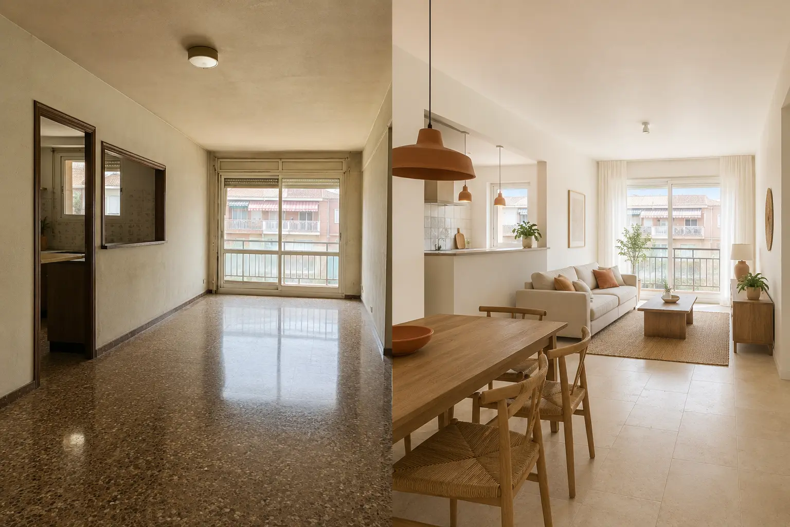 Antes y después del salón-comedor