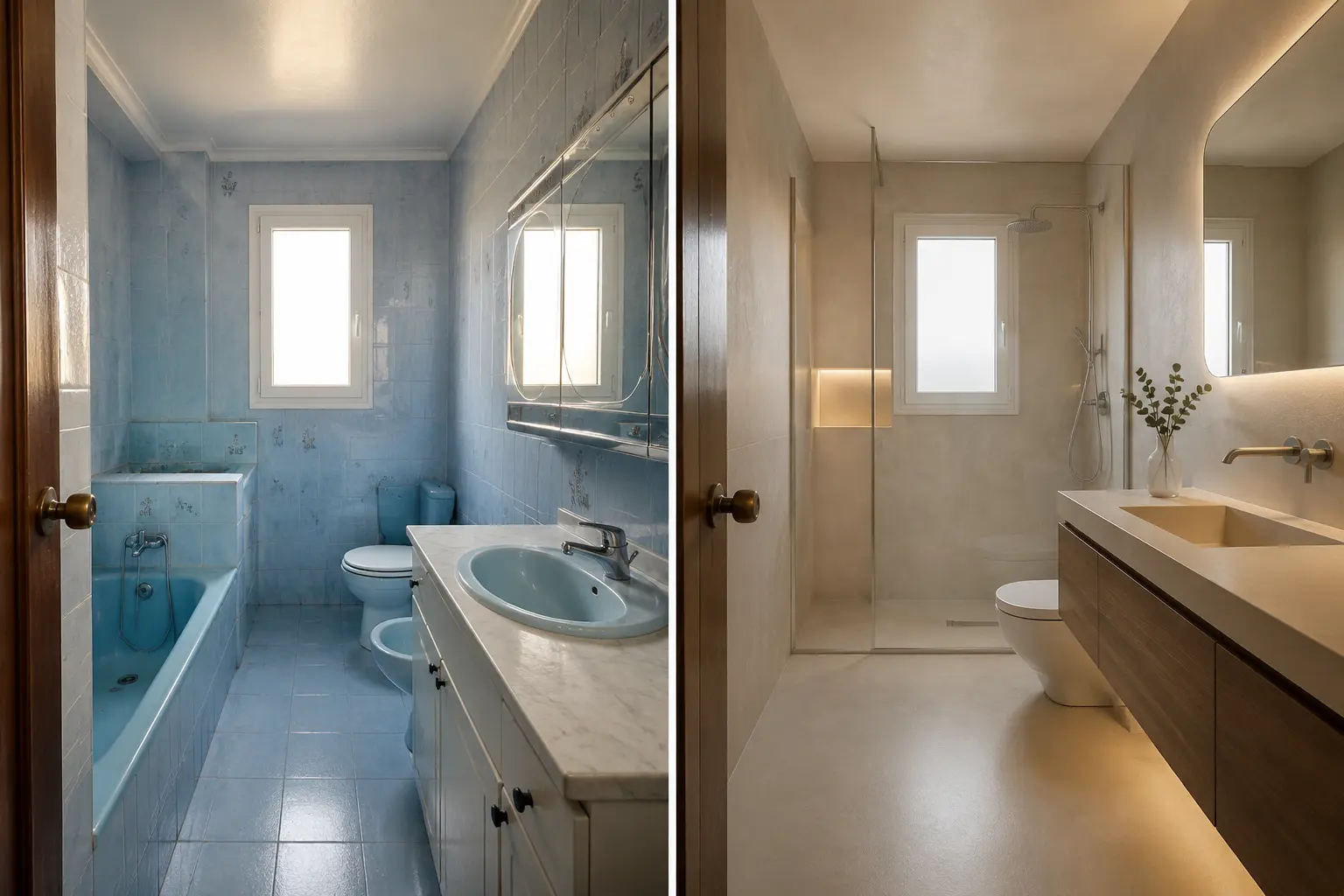 Antes y después del baño