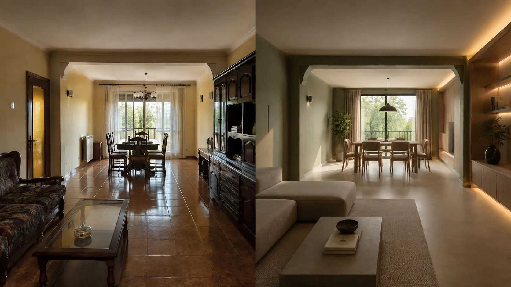 Antes y después del salón-comedor